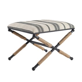 Linon Logue Beige Black Ottoman