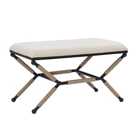 Linon Ashburn Matte Black Natural Bench