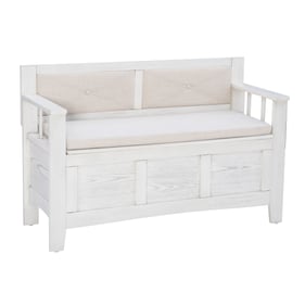 Linon Carlton Smokey White Beige Bench