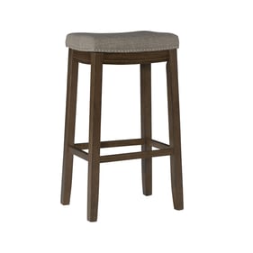 Linon Claridge Rustic Dark Brown Grey Backless Saddle Bar Stool