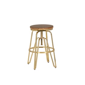 Linon Tatum Brown Gold Adjustable Stool