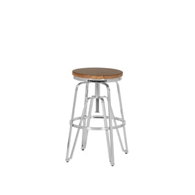 Linon Tatum Brown Silver Adjustable Stool