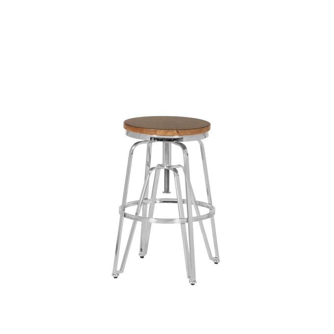 Linon Tatum Brown Silver Adjustable Stool LN-BS244SLVT01AS