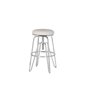 Linon Tatum White Silver Adjustable Stool