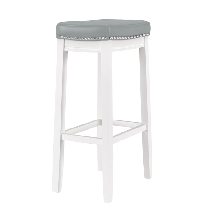 Linon Claridge White Light Grey Barstool LN-BS254LTGRYPU01U