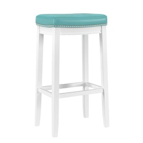 Linon Claridge White Teal Barstool