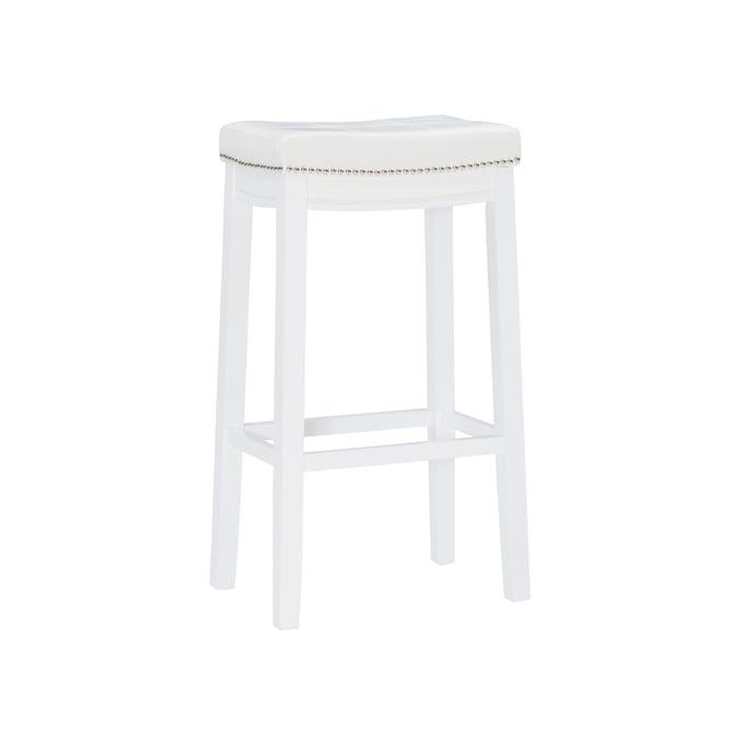 Linon Claridge White Silver Barstool LN-BS254WHT01U