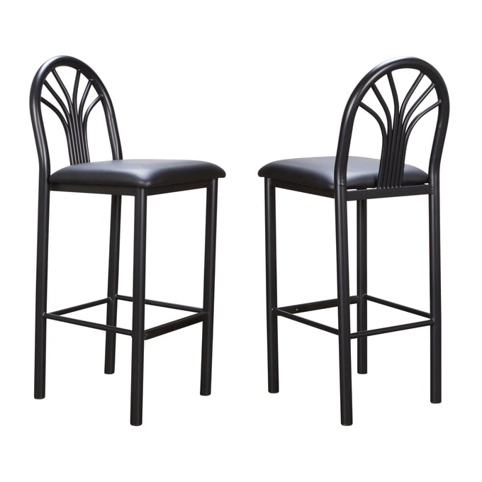 2 Linon Thayer Black Barstools LN-BS259BLK02