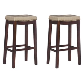 2 Linon Claridge Wenge Beige Bar Stools