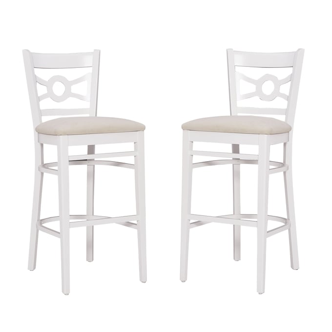 2 Linon Teresa White Beige Barstools LN-BS293WHTGRY02ASU