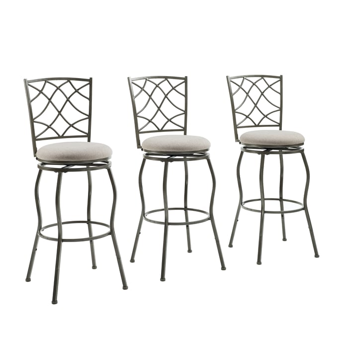 3 Linon Casey Pewter Adjustable Stools LN-BSA10PEWSET