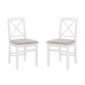 2 Linon Torino White Beige X Back Dining Chairs