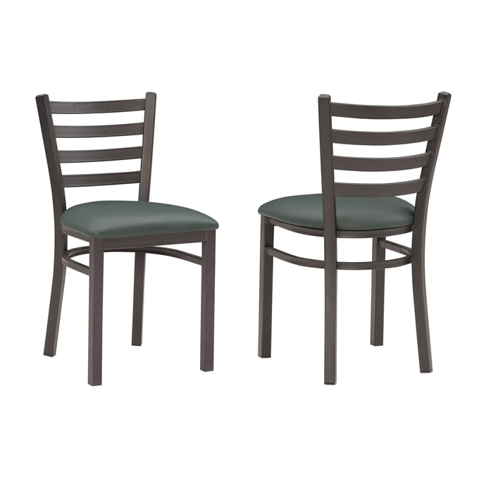 2 Linon Baxter Black Green Side Chairs LN-CH153BLKGRN02