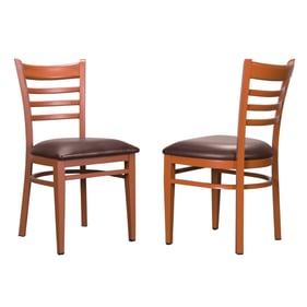 2 Linon Baxter Dark Honey Burgundy Side Chairs