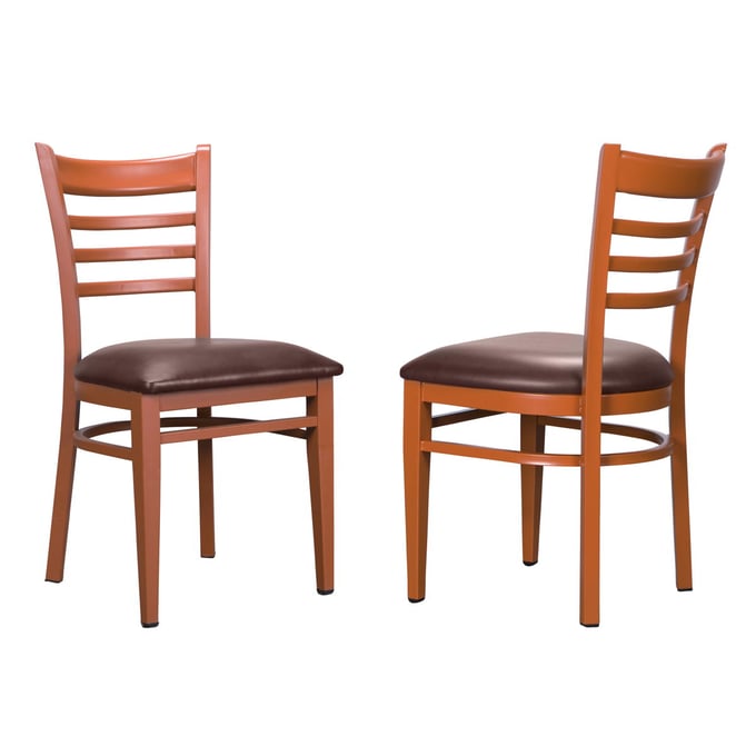 2 Linon Baxter Dark Honey Burgundy Side Chairs LN-CH153BRG02