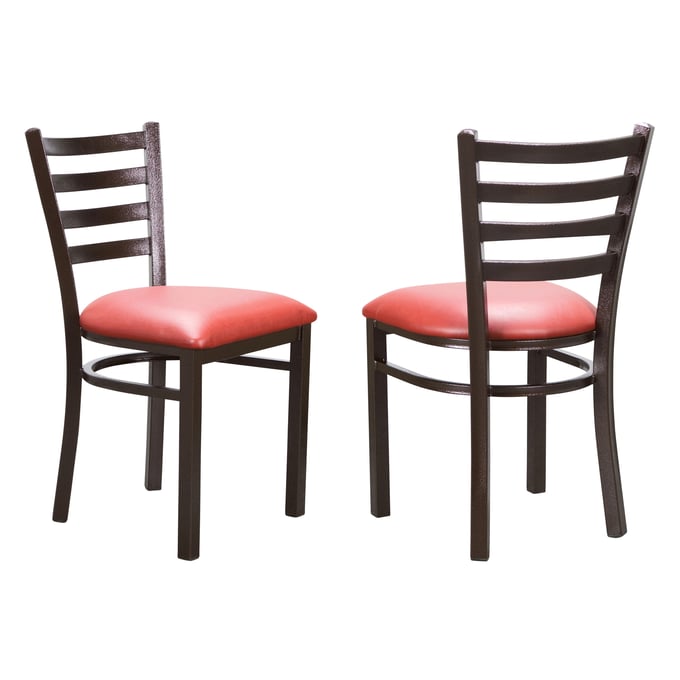 2 Linon Chandler Antique Bronze Red Side Chairs LN-CH153RED02