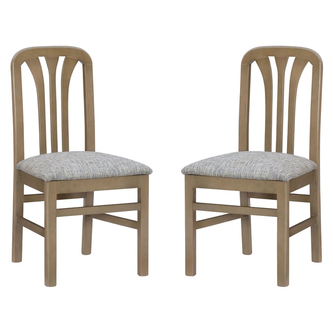 2 Linon Pamela Natural Grey Blue Chairs LN-CH257NAT02ASU