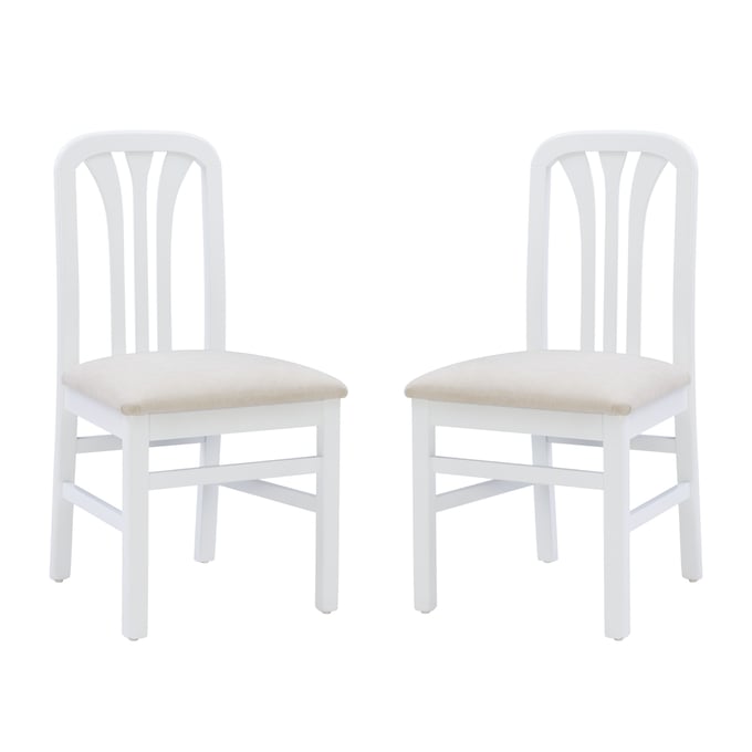 2 Linon Pamela White Grey Dining Chairs LN-CH257WHTGRY02ASU