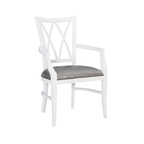 Linon Archie White Charcoal Arm Chair