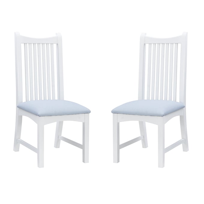 2 Linon Bonnie White Light Blue Side Chairs LN-CH260WHT02ASU