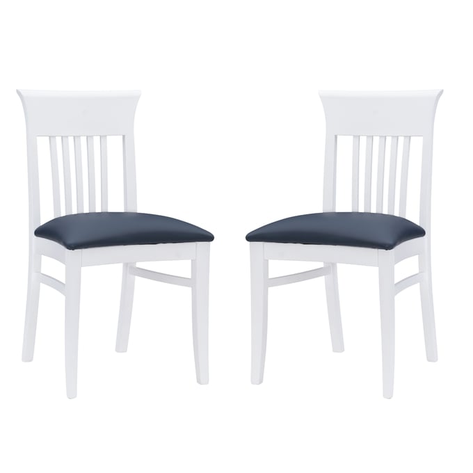 2 Linon Jenny White Navy Dining Chairs LN-CH261WHT02ASU