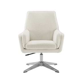 Linon Maddie Chrome White Swivel Accent Chair