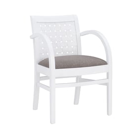 Linon Samantha White Dark Grey Woven Arm Chair