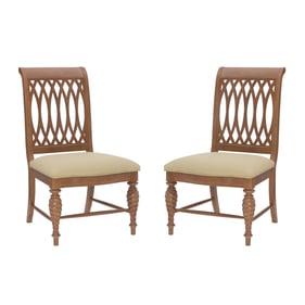 2 Linon Mercer Brown Beige Chairs