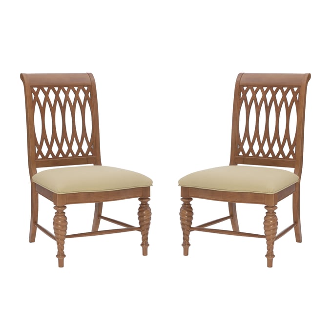 2 Linon Mercer Brown Beige Chairs LN-CH281NAT02ASU