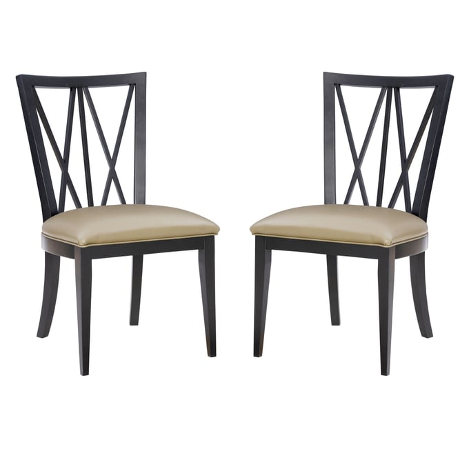 2 Linon Bailey Black Tan Chairs LN-CH283BLK02ASU