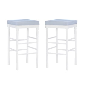 2 Linon Dehart White Light Blue Barstools