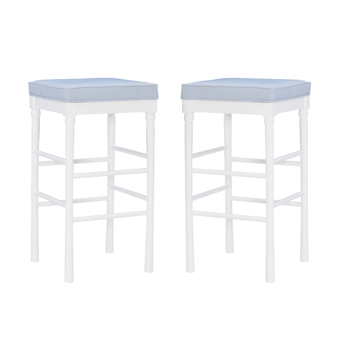 2 Linon Dehart White Light Blue Barstools LN-CH287WHT02ASU