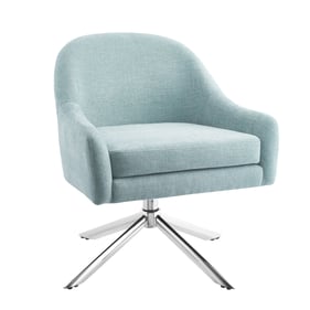 Linon Lachlan Chrome Blue Capri Swivel Accent Chair