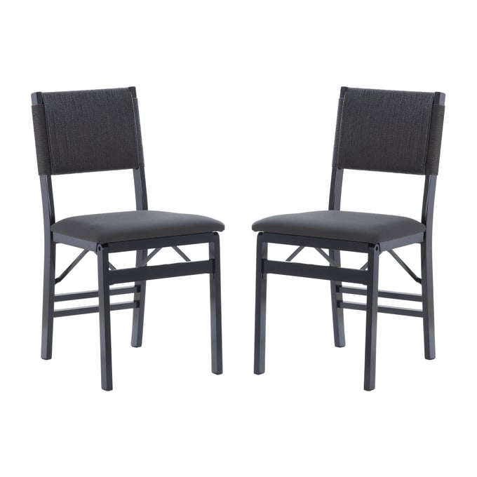 2 Linon Norway Black Rope Folding Chairs LN-CH321BLK02ASU