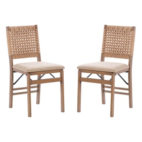 2 Linon Norwich Natural Woven Back Folding Chairs