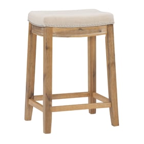 Linon Claridge Brown Natural Acacia Counter Height Stool