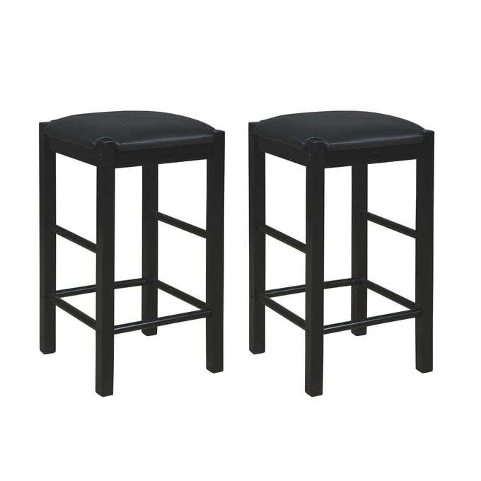 2 Linon Lancer Black Backless Counter Height Stools LN-CS252BLK02U