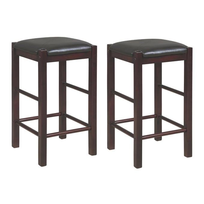 2 Linon Lancer Espresso Brown Backless Counter Height Stools LN-CS252ESP02U