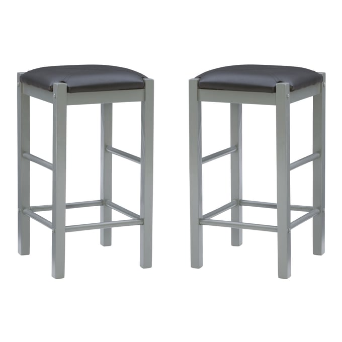 2 Linon Lancer Grey Backless Counter Height Stools LN-CS252LTGRY02U