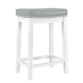 Linon Claridge White Light Grey Counter Height Stool