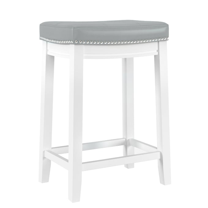 Linon Claridge White Light Grey Counter Height Stool LN-CS254LTGRYPU01U