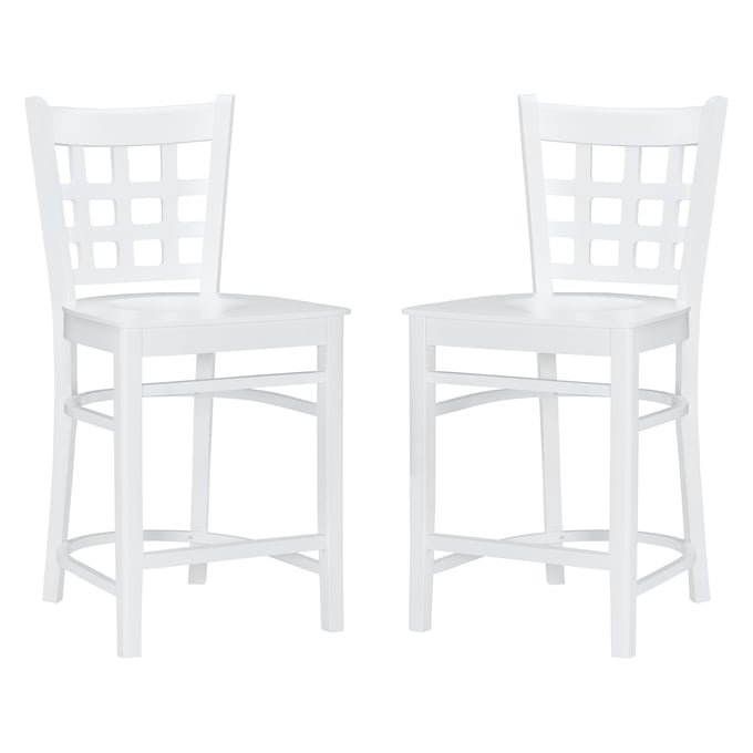 2 Linon Lola White Counter Height Stools LN-CS281WHT02ASU