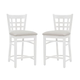 2 Linon Lola White Beige Counter Height Stools