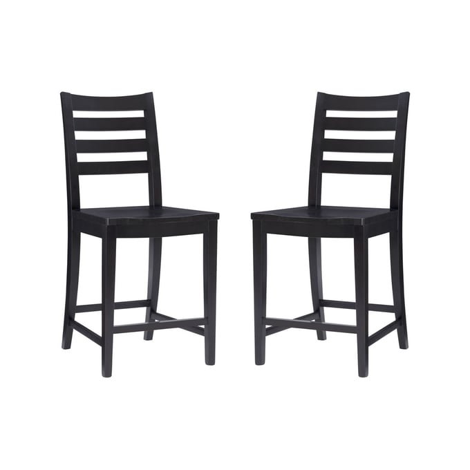 2 Linon Flynn Black Counter Height Stools LN-CS283BLK02ASU