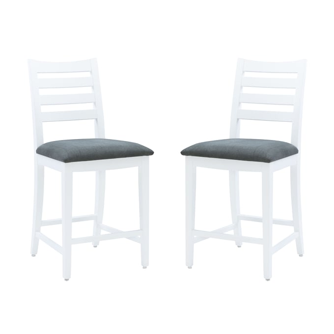 2 Linon Flynn White Grey Counter Height Stools LN-CS283WHTGRY02ASU