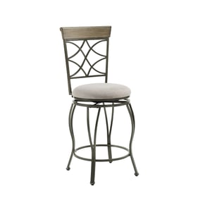 Linon Curves Grey Silver Metal Counter Stool