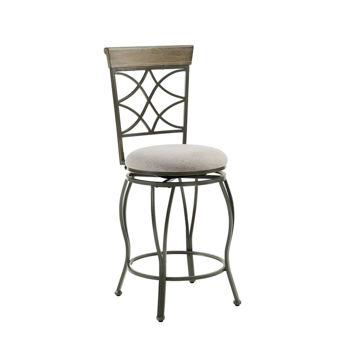 Linon Curves Grey Silver Metal Counter Stool LN-CS320PEW01U