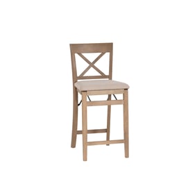 Linon Triena Greywash Beige X Back Counter Stool