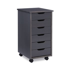 Linon Cary Grey Six Drawers Roll Cart