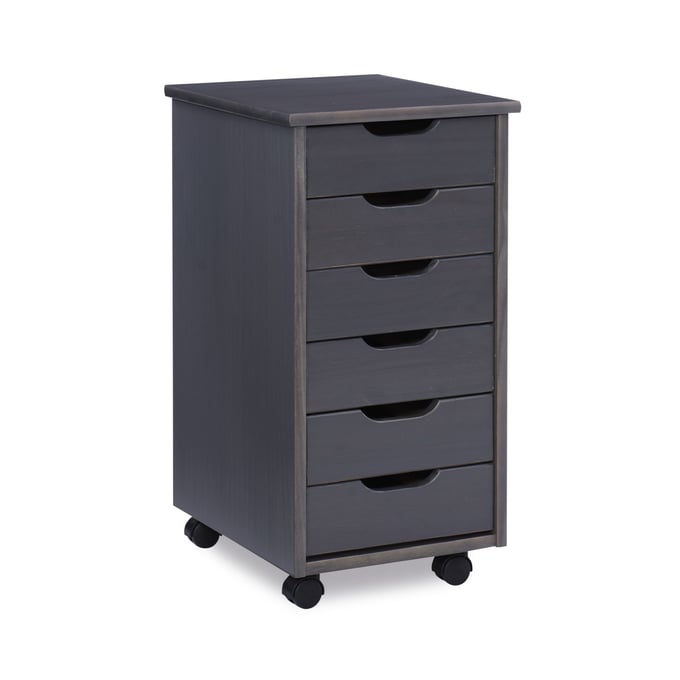 Linon Cary Grey Six Drawers Roll Cart LN-CT40GRY01